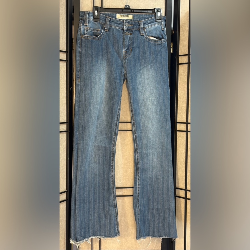 Rock & Roll Denim Women’s 26 X 28 Mid Rise Trouser Western Striped Jeans Country